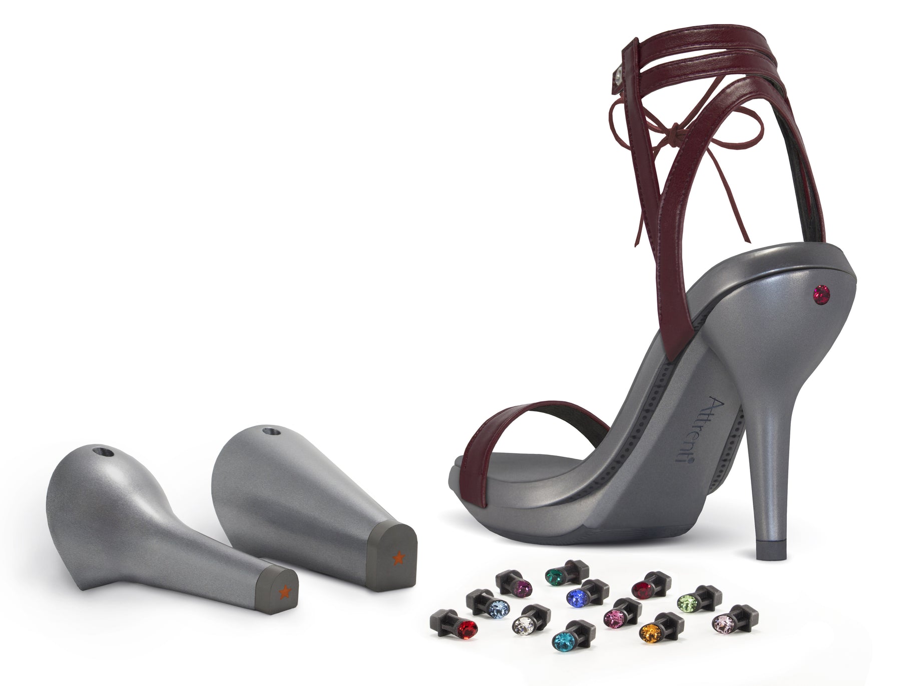 Swarovski<sup>®</sup> colored<br> crystals on every high heel
